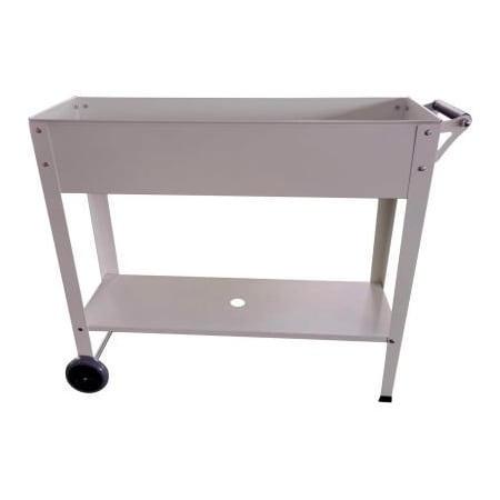 Almo Fulfillment Services Hanover Galvanized Steel Mobile Raised Planter Cart with Wheels, 16"D x 39.3"W x 31.5"H, White HANPLCART-WHT